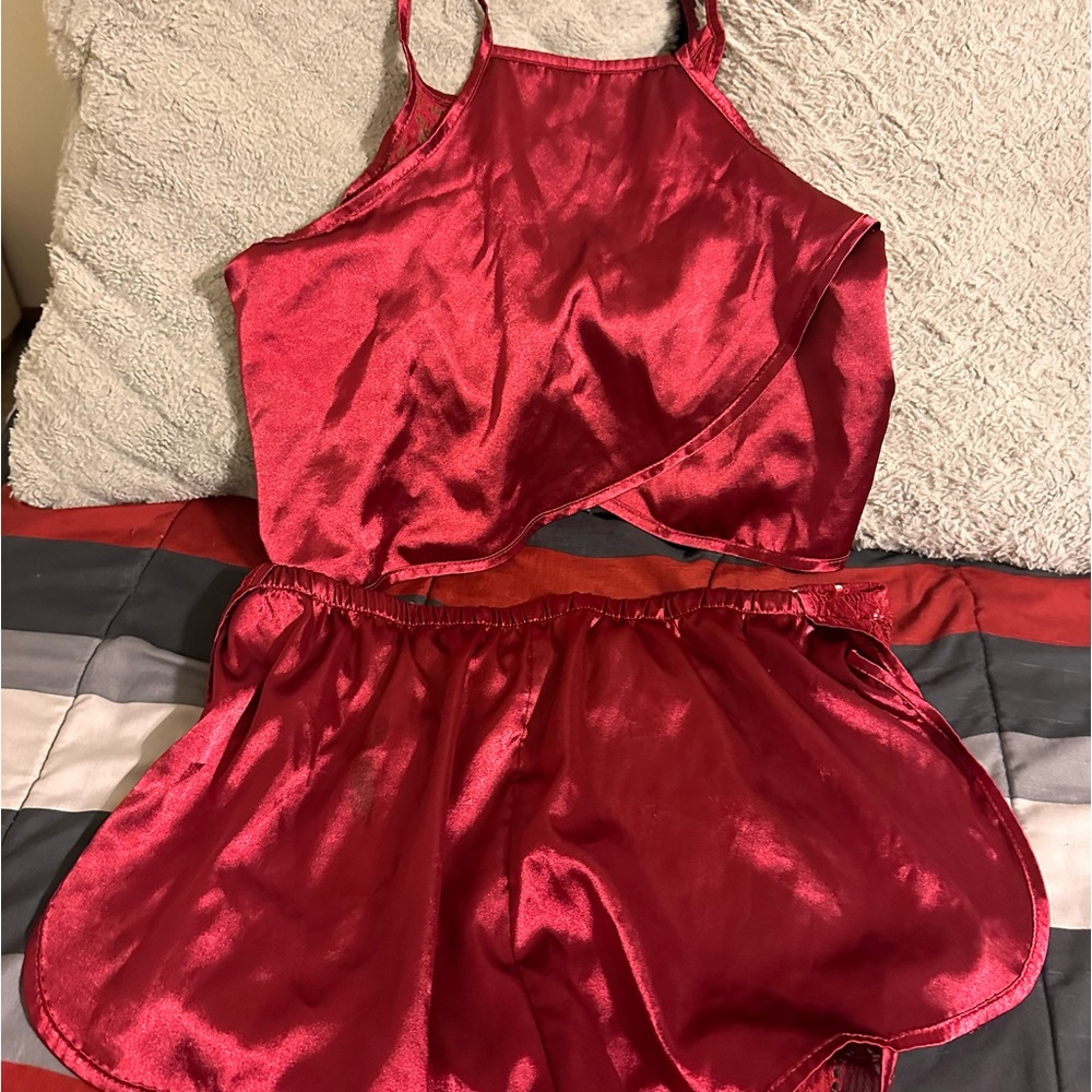 Silk and lace pajama set